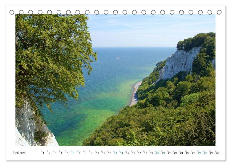 Produktbild: Kreidefelsen Insel R&uuml;gen - Sonne, Wind und Ostsee (Tischkalender 2026 DIN A5 quer), CALVENDO Monatskalender