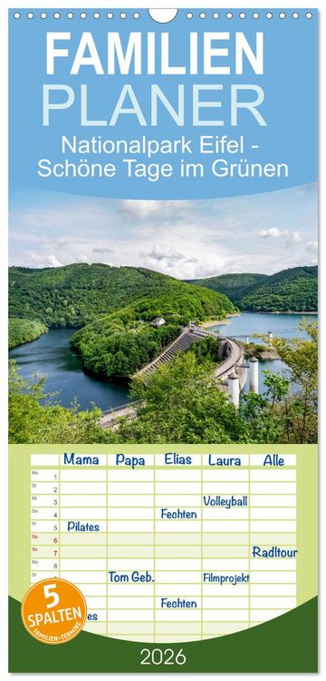 Produktbild: Familienplaner 2026 - Nationalpark Eifel - Sch&ouml;ne Tage im Gr&uuml;nen mit 5 Spalten (Wandkalender, 21 x 45 cm) CALVENDO