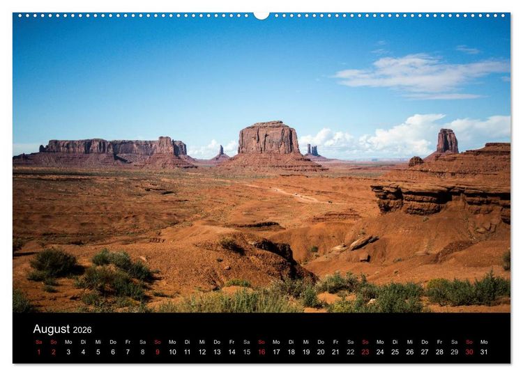 Produktbild: USA - faszinierender S&uuml;dwesten / CH-Version (hochwertiger Premium Wandkalender 2026 DIN A2 quer), Kunstdruck in Hochglanz