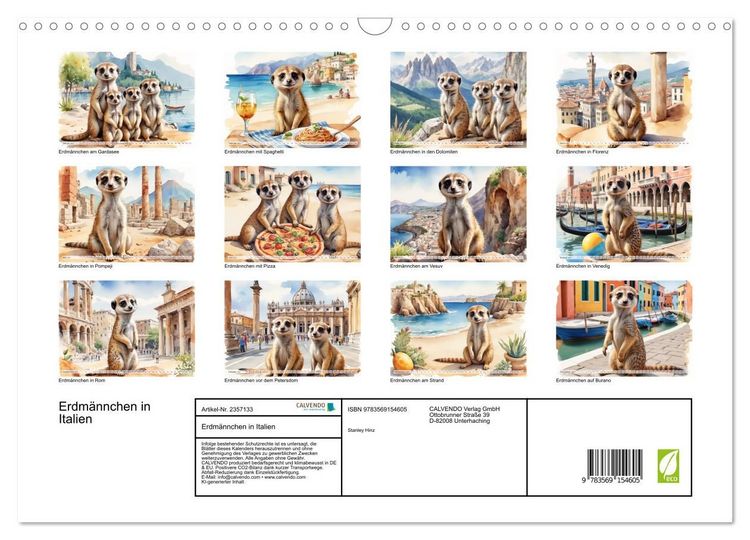 Produktbild: Erdm&auml;nnchen in Italien (Wandkalender 2027 DIN A3 quer), CALVENDO Monatskalender