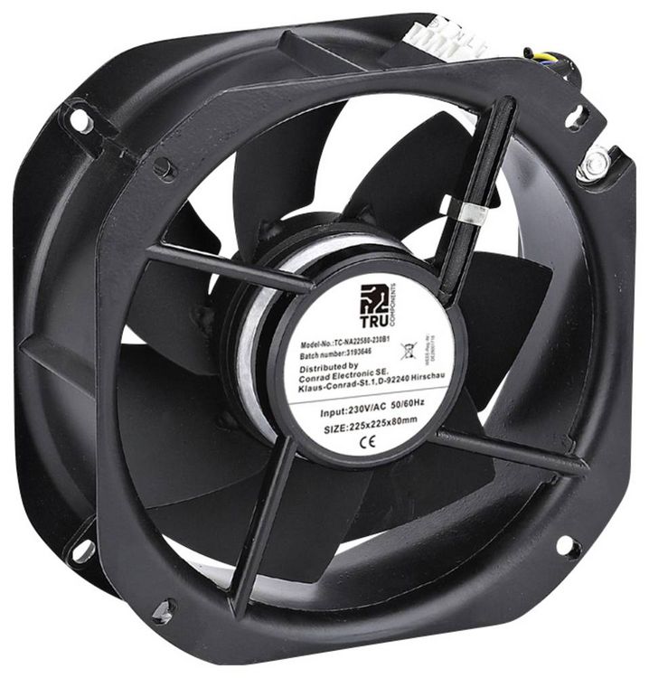 Produktbild: TRU COMPONENTS TC-NA22580-230B1 Axiall&uuml;fter 230 V/AC 1150 m&sup3;/h (L x B x H) 225 x 225 x 80mm