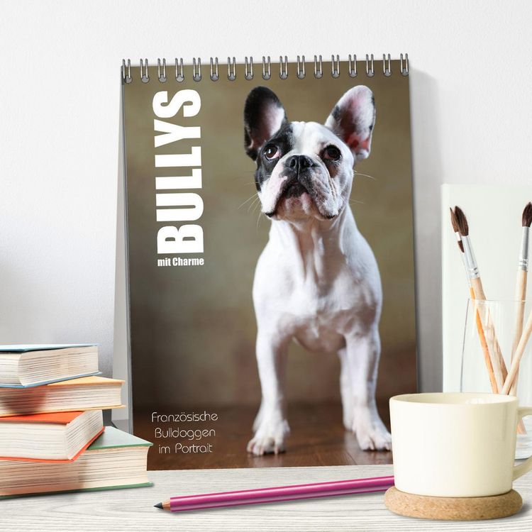 Produktbild: Bullys mit Charme - Franz&ouml;sische Bulldoggen im Portrait (Tischkalender 2026 DIN A5 hoch), CALVENDO Monatskalender