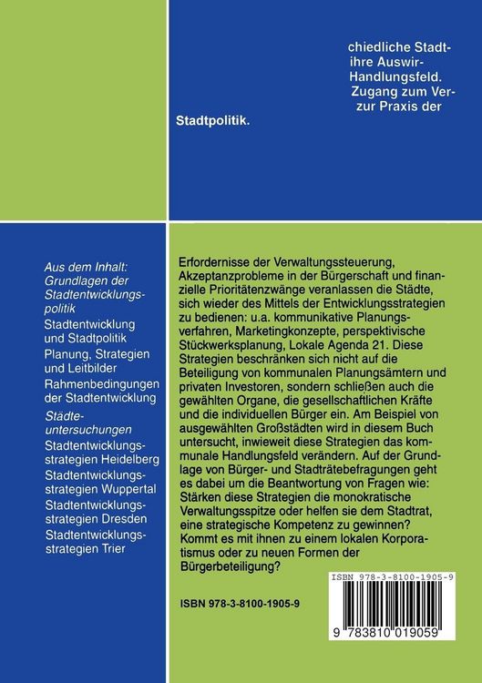 Produktbild: Stadtentwicklung als politischer Proze&szlig;