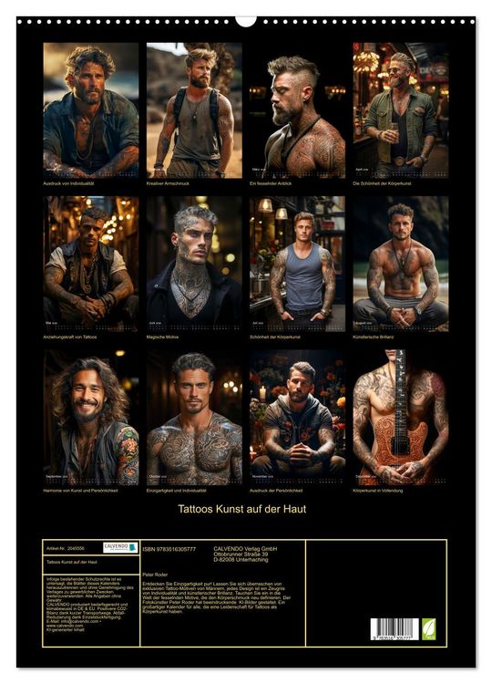 Produktbild: Tattoos Kunst auf der Haut (Wandkalender 2026 DIN A2 hoch), CALVENDO Monatskalender