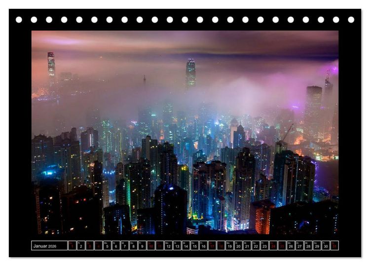 Produktbild: Metropolen - Asiens sch&ouml;nste St&auml;dte bei Nacht (Tischkalender 2026 DIN A5 quer), CALVENDO Monatskalender