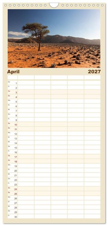 Produktbild: Familienplaner 2027 - Lichterf&uuml;lltes Namibia mit 5 Spalten (Wandkalender, 21 x 45 cm) CALVENDO