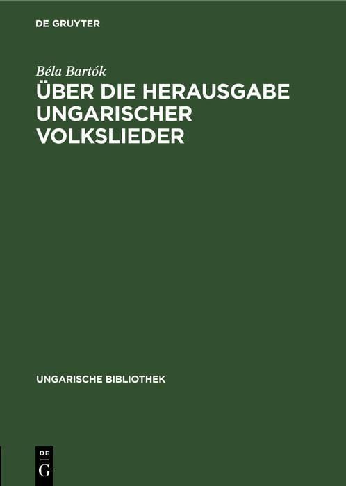 Produktbild: &Uuml;ber die Herausgabe ungarischer Volkslieder
