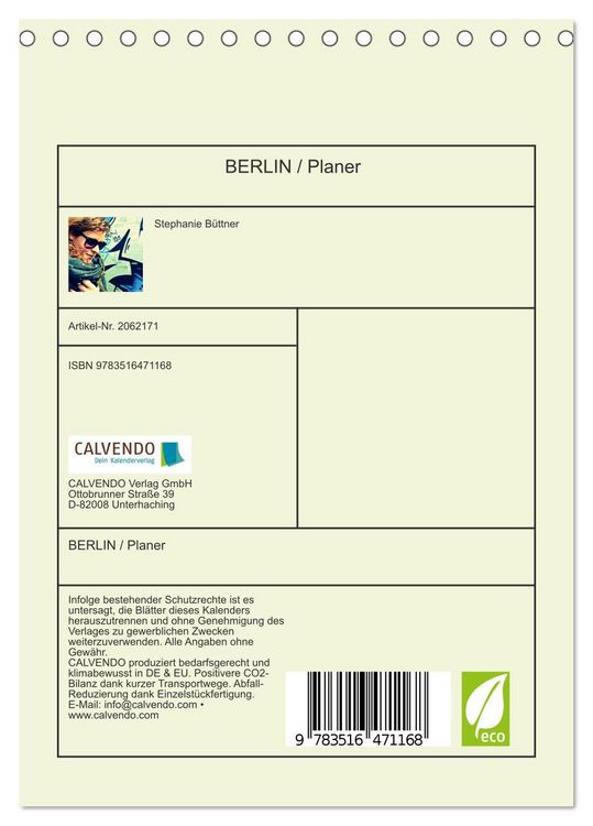 Produktbild: BERLIN / Planer (Tischkalender 2026 DIN A5 hoch), CALVENDO Monatskalender