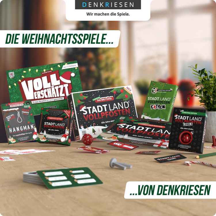 Produktbild: DENKRIESEN DEN20981 - STADT LAND VOLLPFOSTEN, Das Brettspiel Christmas Edition, inkl. Classic Erweiterung