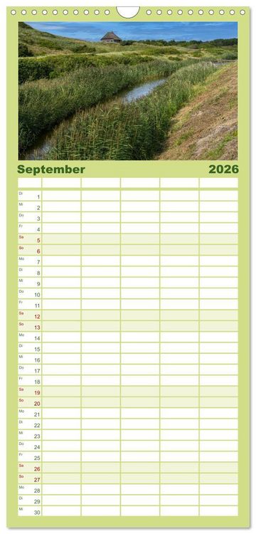 Produktbild: Familienplaner 2026 - D&auml;nemarks Nordseek&uuml;ste - von Esbjerg bis Sondervig mit 5 Spalten (Wandkalender, 21 x 45 cm) CALVENDO