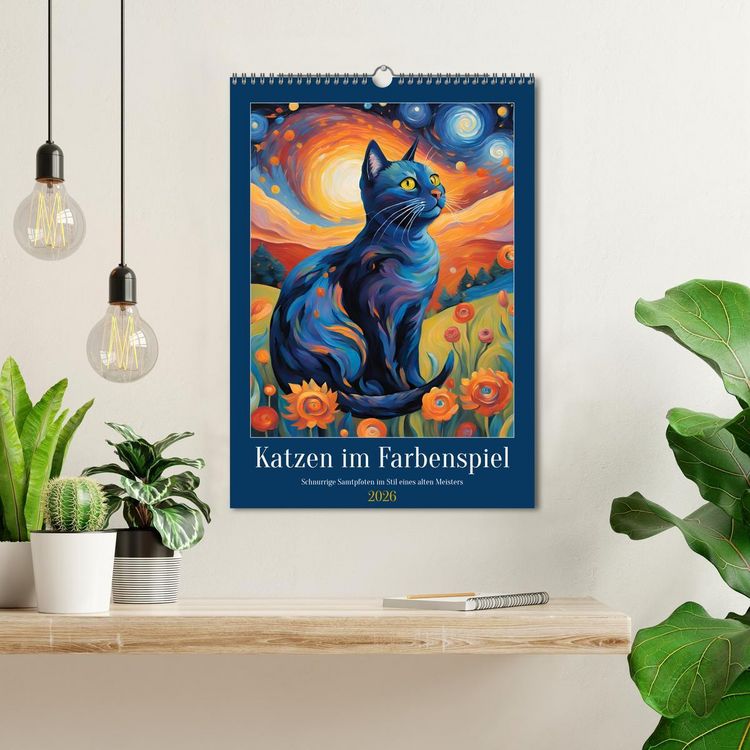 Produktbild: Katzen im Farbenspiel (Wandkalender 2026 DIN A3 hoch), CALVENDO Monatskalender
