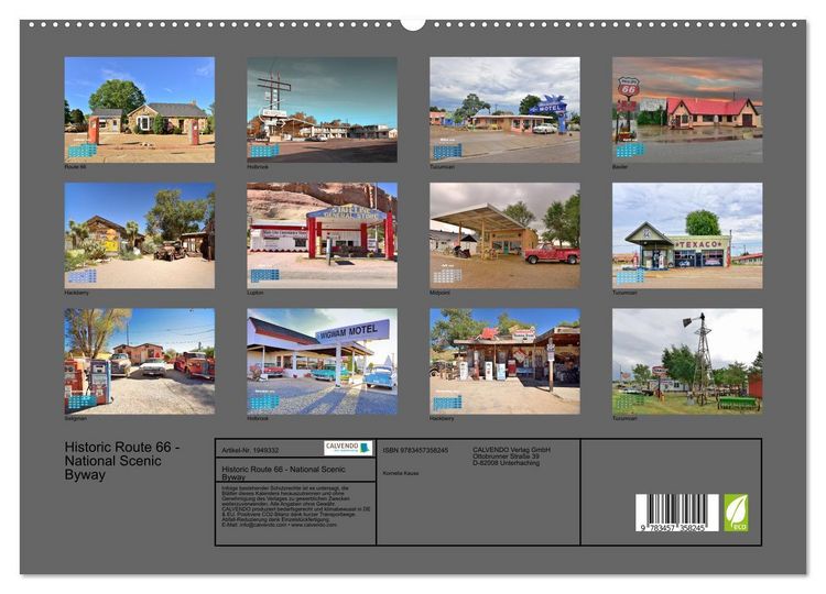 Produktbild: Historic Route 66 - National Scenic Byway (hochwertiger Premium Wandkalender 2026 DIN A2 quer), Kunstdruck in Hochglanz