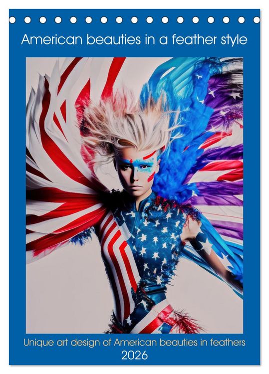 Produktbild: American beauties in a feather style (Desk Calendar 2026 DIN A5 portrait), CALVENDO 12 Month DeskCalendar
