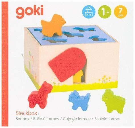 Produktbild: Goki 58665 - Sort box Bauernhoftiere, Sortierbox, 7-teilig, Holz