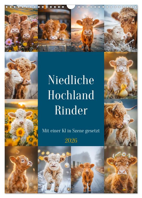 Produktbild: Niedliche Hochland Rinder (Wandkalender 2026 DIN A3 hoch), CALVENDO Monatskalender