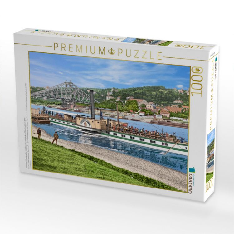 Produktbild: CALVENDO Puzzle Dresden - Raddampfer bei Blasewitz mit Blick auf Roschwitz um 1900 | 1000 Teile Lege-Gr&ouml;&szlig;e 64x48cm Foto-Puzzle f&uuml;r gl&uuml;ckliche Stunden
