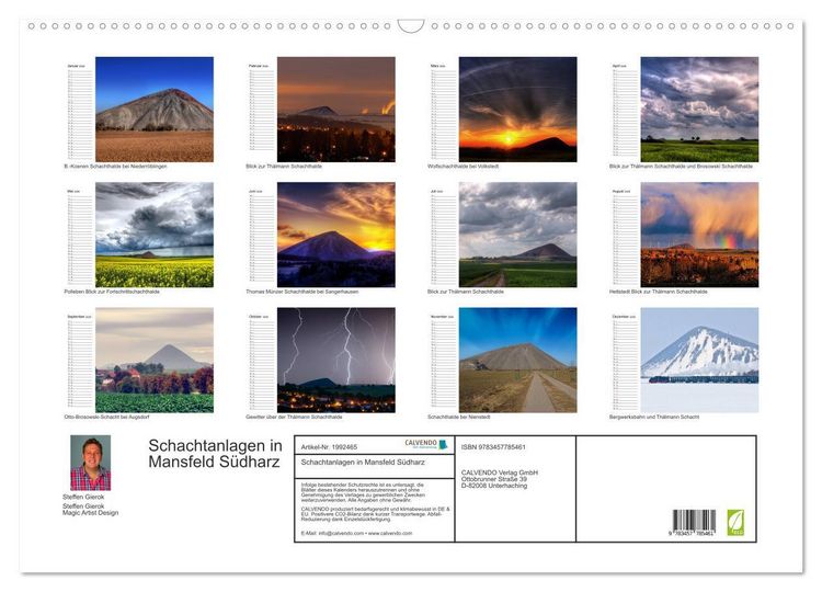 Produktbild: Schachtanlagen in Mansfeld S&uuml;dharz (Wandkalender 2026 DIN A2 quer), CALVENDO Monatskalender