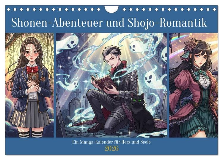 Produktbild: Shōnen-Abenteuer und Shōjo-Romantik - Ein Manga-Kalender f&uuml;r Herz und Seele (Wandkalender 2026 DIN A4 quer), CALVENDO Monatskalender