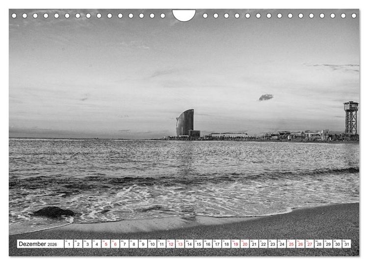 Produktbild: Barcelona Schwarz / Wei&szlig; Impressionen (Wandkalender 2026 DIN A4 quer), CALVENDO Monatskalender