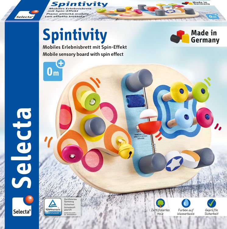 Produktbild: Selecta 62064 - Spintivity, Motorikbrett, Holz, 20 cm