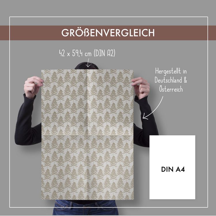 Produktbild: Geschenkpapier Set Weihnachten f&uuml;r Erwachsene: Tanne (grau, braun, schlicht, modern, edel)