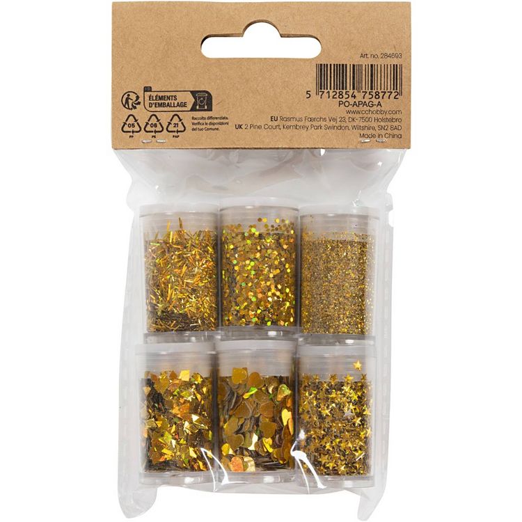 Produktbild: Creativ Company Biologisch abbaubarer Sparkles & Pailletten, Gold, 6x7 ml