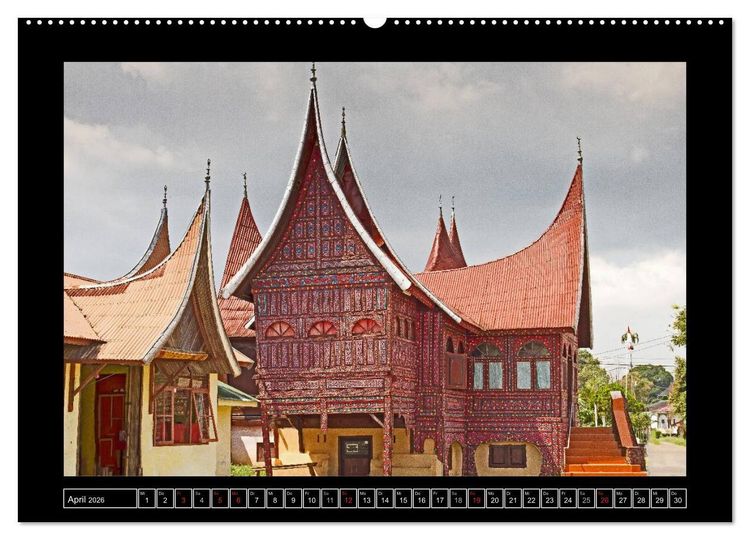 Produktbild: Sumatra &ndash; Architektur und Landschaft (hochwertiger Premium Wandkalender 2026 DIN A2 quer), Kunstdruck in Hochglanz