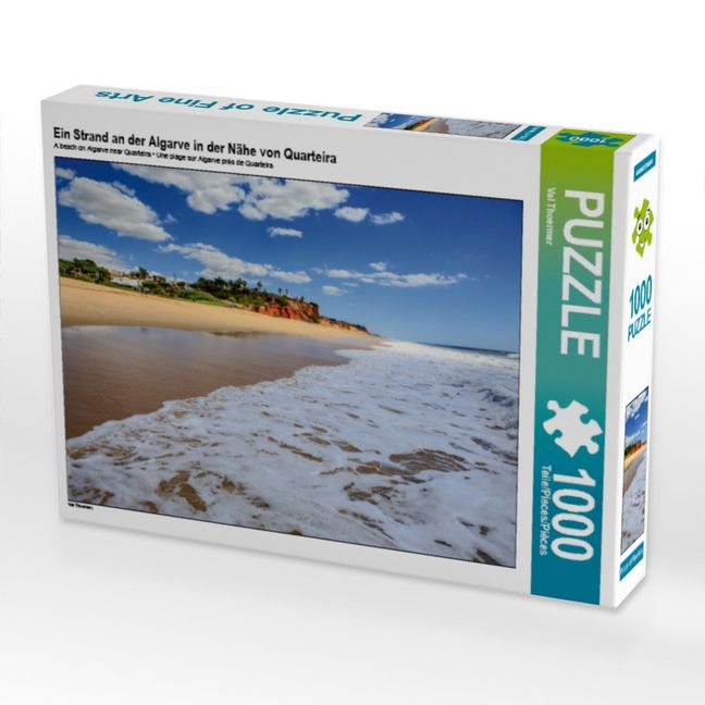 Produktbild: CALVENDO Puzzle Ein Strand an der Algarve in der N&auml;he von Quarteira | 1000 Teile Lege-Gr&ouml;&szlig;e 64x48cm Foto-Puzzle f&uuml;r gl&uuml;ckliche Stunden