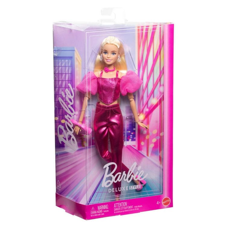 Produktbild: Barbie Deluxe Style-Modepuppe #5 in rosafarbenem Metallic-Outfit mit Korsett-T