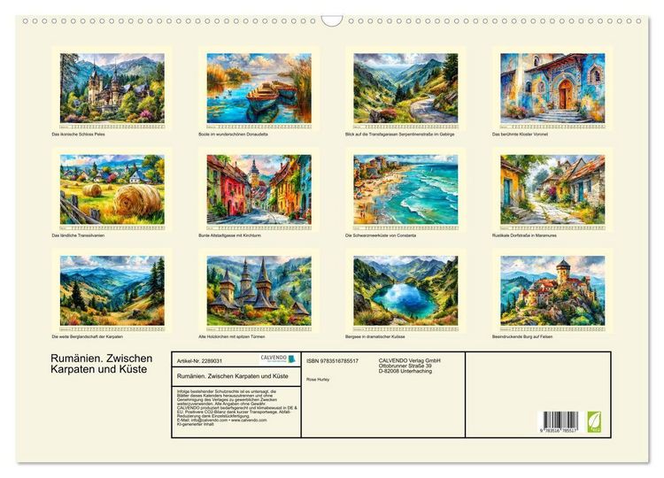 Produktbild: Rum&auml;nien. Zwischen Karpaten und K&uuml;ste (Wandkalender 2027 DIN A2 quer), CALVENDO Monatskalender