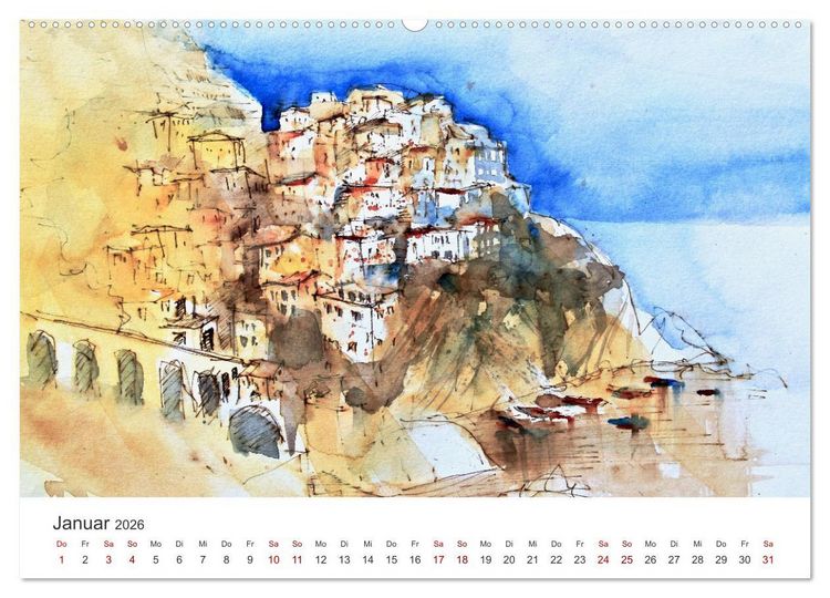Produktbild: Italienische Reiseskizzen (hochwertiger Premium Wandkalender 2026 DIN A2 quer), Kunstdruck in Hochglanz