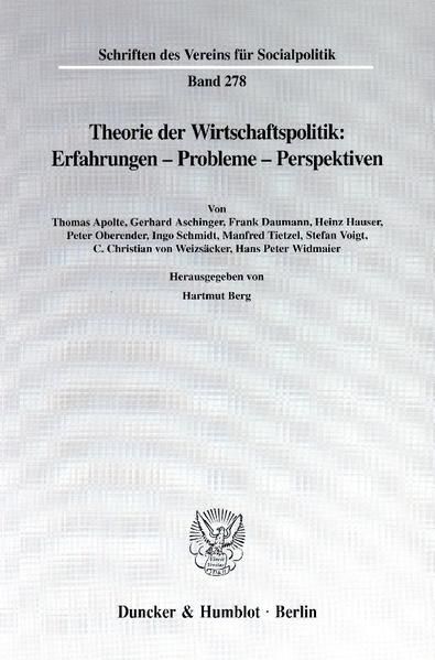 Produktbild: Theorie der Wirtschaftspolitik: Erfahrungen - Probleme - Perspektiven
