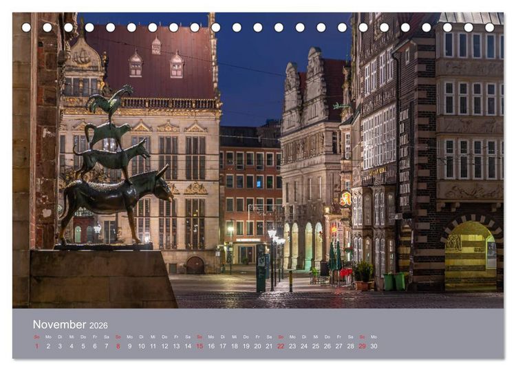 Produktbild: Nachts in Bremen (Tischkalender 2026 DIN A5 quer), CALVENDO Monatskalender