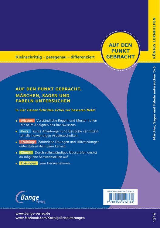 Produktbild: Auf den Punkt gebracht: M&auml;rchen, Sagen und Fabeln untersuchen &ndash; Deutsch 5./6. Klasse