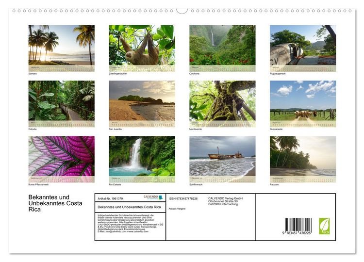 Produktbild: Bekanntes und Unbekanntes Costa Rica (hochwertiger Premium Wandkalender 2026 DIN A2 quer), Kunstdruck in Hochglanz