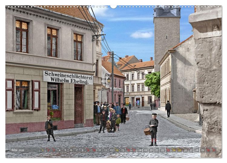 Produktbild: Historisches Aschersleben um 1900 &ndash; Kolorierte Schwarzwei&szlig;fotos (hochwertiger Premium Wandkalender 2026 DIN A2 quer), Kunstdruck in Hochglanz