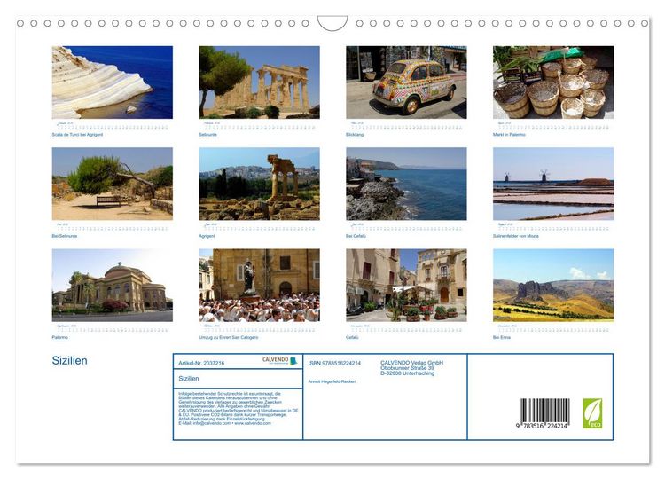 Produktbild: Sizilien (Wandkalender 2026 DIN A3 quer), CALVENDO Monatskalender