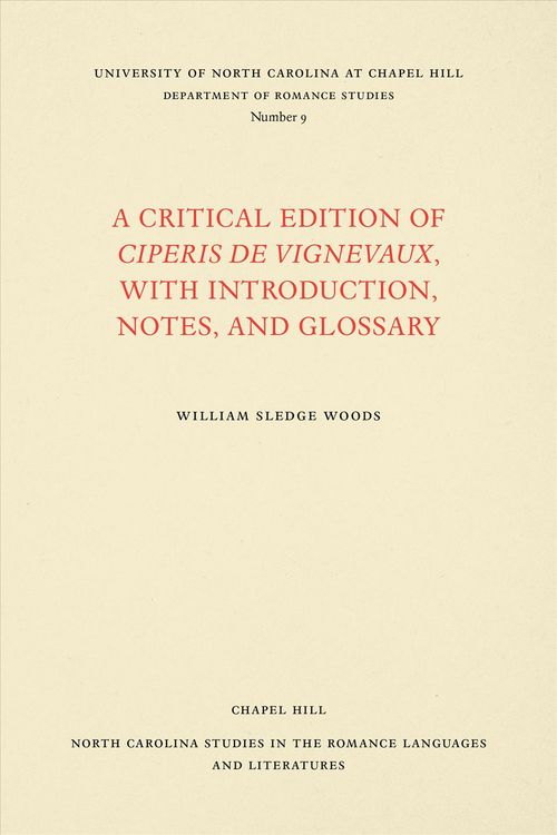 Produktbild: A Critical Edition of Ciperis de Vignevaux, with Introduction, Notes, and Glossary