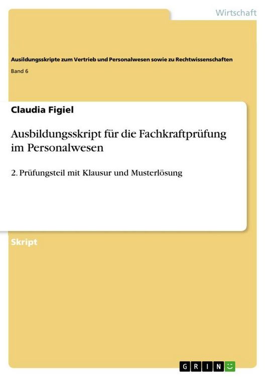 Produktbild: Ausbildungsskript f&uuml;r die Fachkraftpr&uuml;fung im Personalwesen