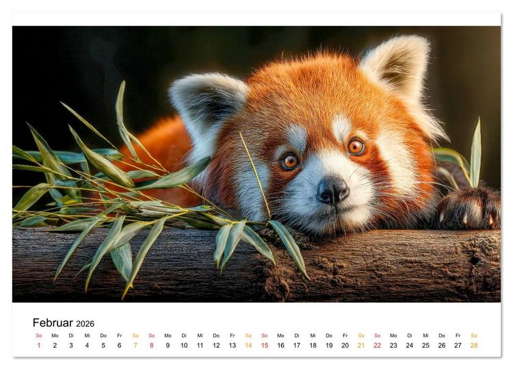 Produktbild: Roter Panda - die Stimme der Wildnis (Tischkalender 2026 DIN A5 quer), CALVENDO Monatskalender