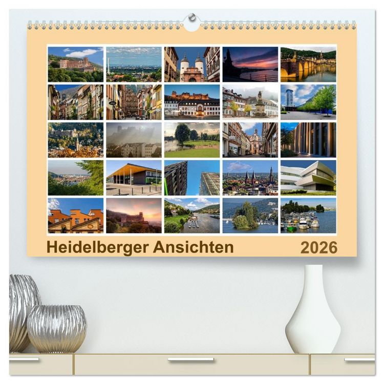 Produktbild: Heidelberg Views - Heidelberger Ansichten (hochwertiger Premium Wandkalender 2026 DIN A2 quer), Kunstdruck in Hochglanz