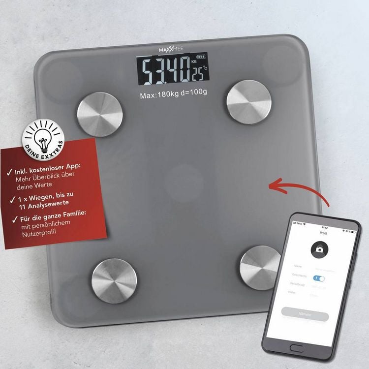 Produktbild: Maxxmee Personenwaage 00272 digital W&auml;gebereich (max.)=180kg