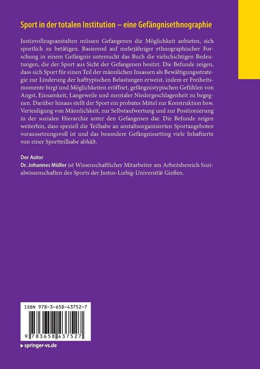 Produktbild: Sport in der totalen Institution &ndash; eine Gef&auml;ngnisethnographie
