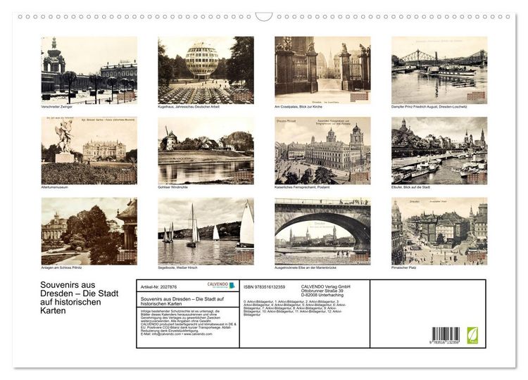 Produktbild: Souvenirs aus Dresden &ndash; Die Stadt auf historischen Karten (Wandkalender 2026 DIN A2 quer), CALVENDO Monatskalender