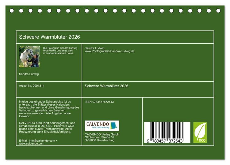 Produktbild: Schwere Warmbl&uuml;ter 2026 (Tischkalender 2026 DIN A5 quer), CALVENDO Monatskalender