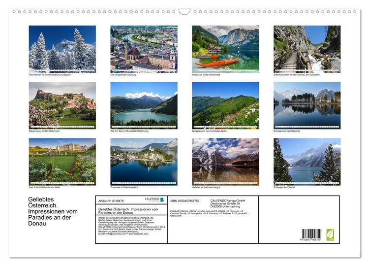 Produktbild: Geliebtes &Ouml;sterreich. Impressionen vom Paradies an der Donau (Wandkalender 2026 DIN A2 quer), CALVENDO Monatskalender