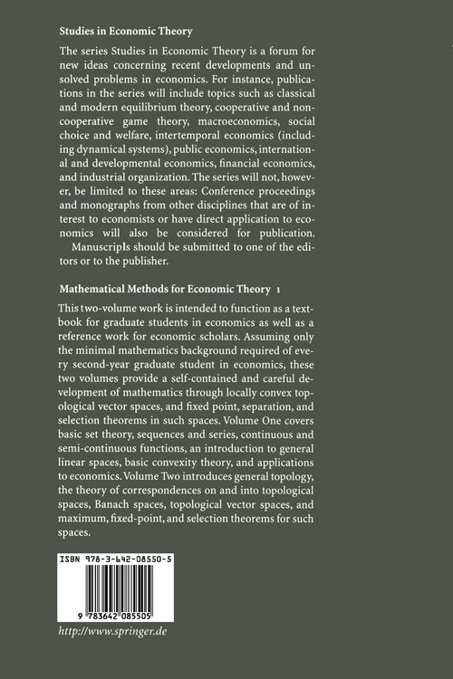 Produktbild: Mathematical Methods for Economic Theory 1