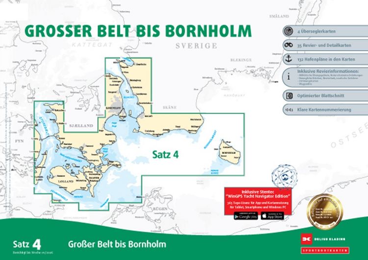 Produktbild: Sportbootkarten Satz 4: Gro&szlig;er Belt bis Bornholm (Ausgabe 2026)
