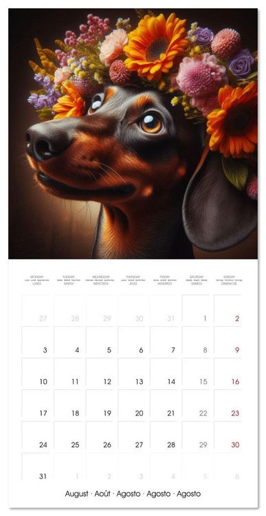 Produktbild: Dachshund Joy and Flower Beauty (Wall Calendar 2026 12 &times; 12 Inch) CALVENDO 12 Month Wall Calendar
