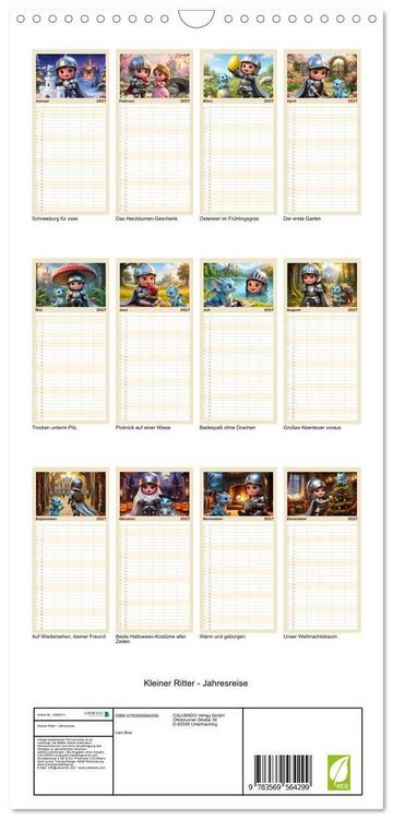 Produktbild: Familienplaner 2027 - Kleiner Ritter - Jahresreise mit 5 Spalten (Wandkalender, 21 x 45 cm) CALVENDO